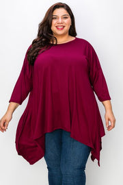 1-25 SQ {Change Your Mind} Wine Asymmetrical Top EXTENDED PLUS SIZE 3X 4X 5X