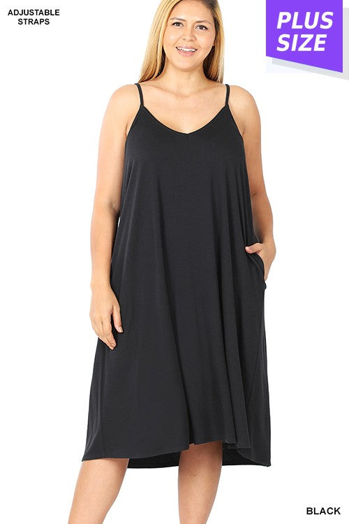 53 SV {Got A Crush} Zenana Black Sundress w/Adjustable Straps PLUS SIZE 1X 2X 3X