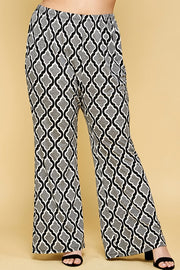 BT {Staying Busy} Grey/Black Geometric Print Pants PLUS SIZE XL 2X 3X