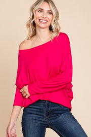 23 SLS {Make It Easy} Fuchsia Scoop Neck Top w/Dolman Sleeves PLUS SIZE XL 2X 3X