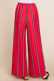 BT {Wow The Crowd} Red/Black/Ivory Striped Wide Leg Pants PLUS SIZE XL 2X 3X