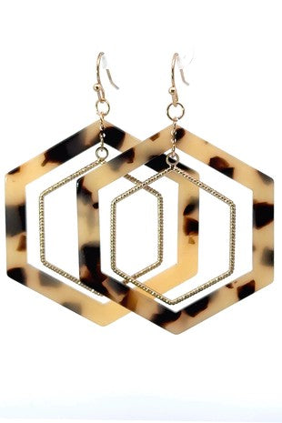 EARRINGS {Next Level} Gold/Leopard Octagon Hoop Earrings