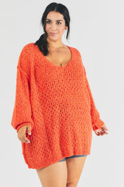 SALE!! 22 SLS {Snuggle Season} Orange Knit Oversized Sweater PLUS SIZE XL 2X 3X