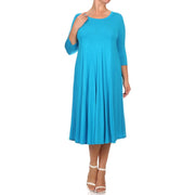 55 SQ {Playing For Keeps} Turquoise Pleated A-Line Dress PLUS SIZE 1X 2X 3X