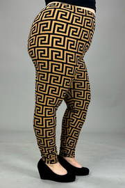 BT-99 {Clear To Move On} Mocha Meander Print Leggings EXTENDED PLUS SIZE 3X/5X