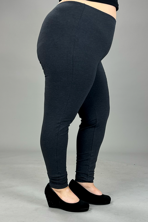 Womens Basic Charcoal Gray Full Length Cotton Leggings Size Medium