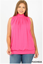 SV-C (Effortless Fun) Fuchsia Pleated Tunic With Banded Hem PLUS SIZE 1X 2X 3X