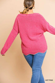 SALE!! SD-M {Stop & Stare} "UMGEE" Fuchsia/Silver Glitter Sweater