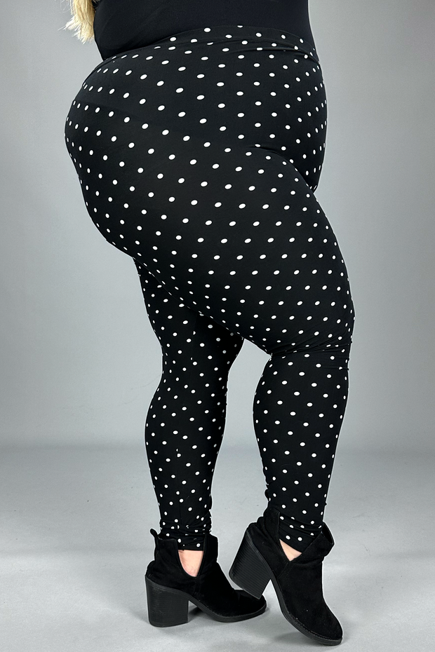 LEG-T {Seeing Spots} Black Leggings w/White Polka Dots EXTENDED PLUS S –  Curvy Boutique Plus Size Clothing