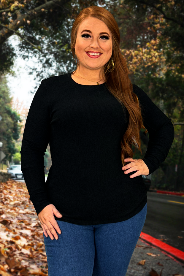 SALE!! 36 SLS-A {Undercover} Black Long Sleeve Top SALE!! PLUS SIZE XL 1X 2X