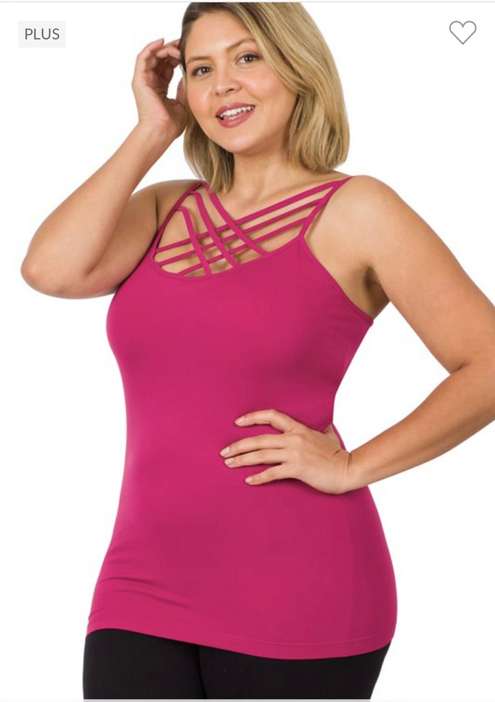 Final Sale Plus Size Ribbed Racerback Tank Top in Neon Hot Pink – Chic And  Curvy
