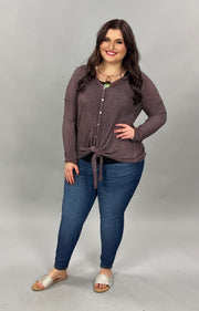 SALE!! SLS-Q {Break The Ice} Plum/Gray Mineral  Wash Top