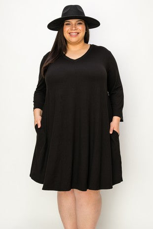 1-52 SQ {Exclusive Party} Black V-Neck Tunic EXTENDED PLUS SIZE 3X 4X 5X