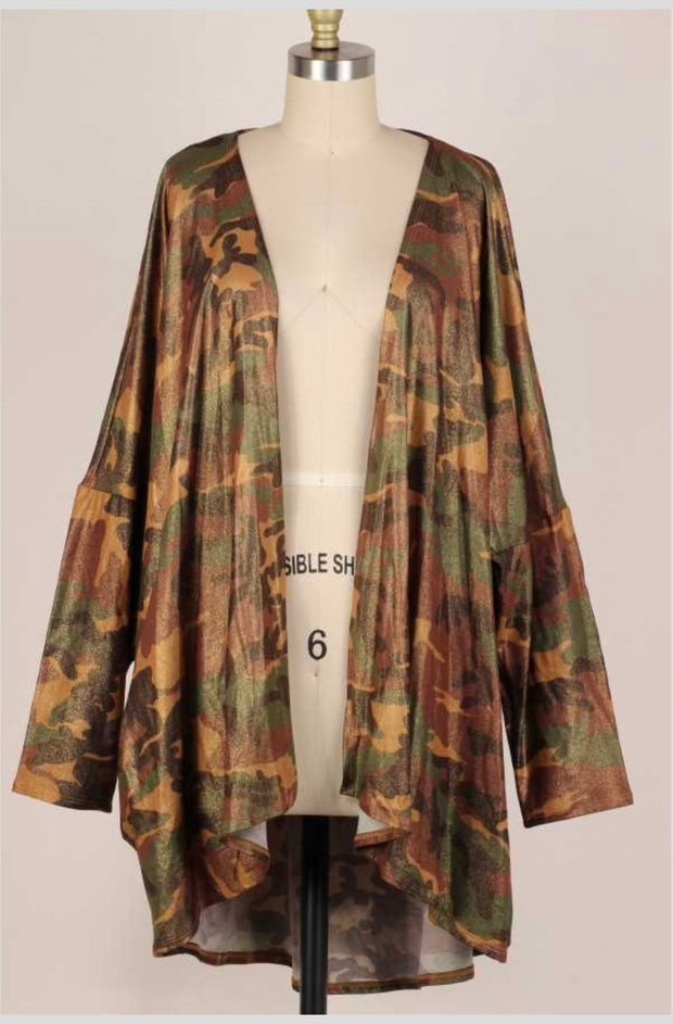 1-23 OT-A {Enchanted Camo} Olive Camo Cardigan EXTENDED PLUS SIZE 3X 4X 5X