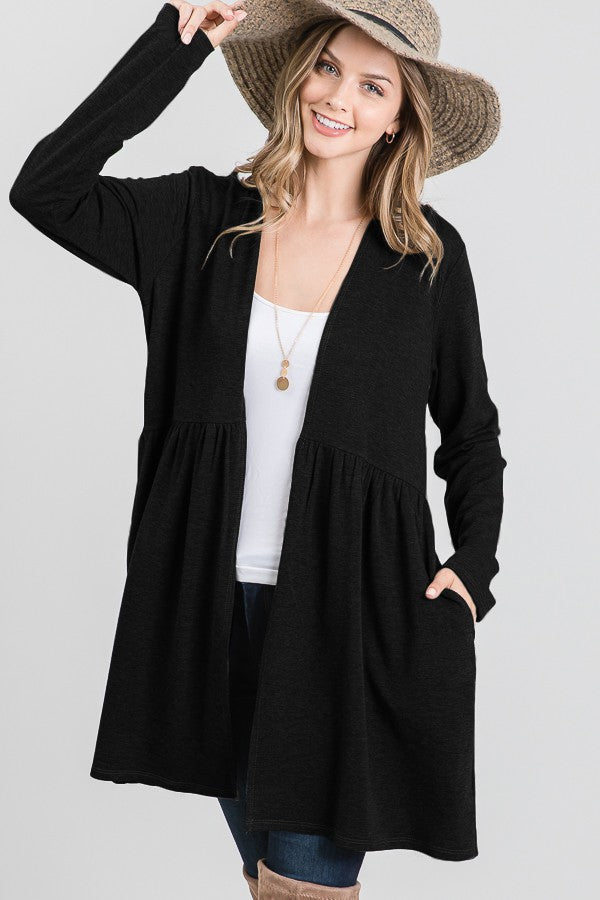 1-99 OT {Prepared For Anything} Black Long Sleeve Cardigan PLUS SIZE 1X 2X 3X