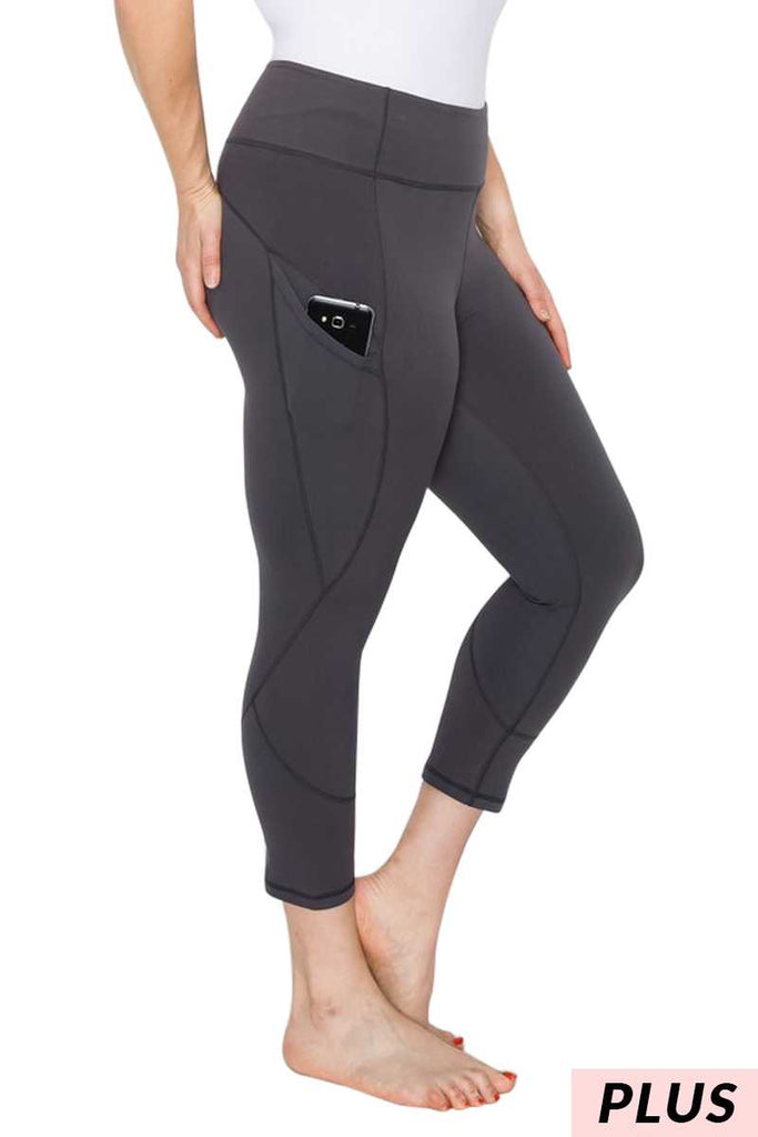 LEG-24 {Crunch Time} Charcoal Yoga Capri Pants PLUS SIZE 1X 2X 3X