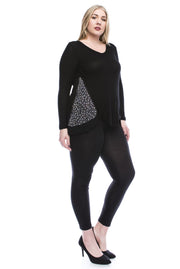 1-26 SD {Precious Intrigue} VOCAL Black Waffle Knit Stud Top PLUS SIZE XL 2X 3X