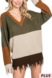 59 CP-B {Emotional Overload} Olive Combo Sweater PLUS SIZE 1X 2X 3X