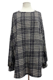 SALE! 36 PLS {Get Dressed Up} Charcoal Plaid Long Sleeve Top EXTENDED PLUS SIZE 3X 4X 5X