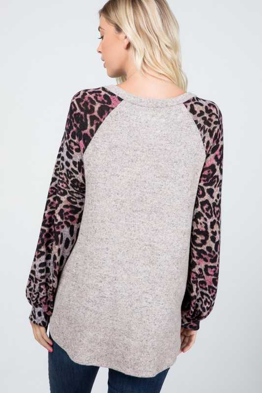 SALE! 28 CP {Feminine Wild} Mocha/Pink Leopard Print Top PLUS SIZE XL 2X 3X