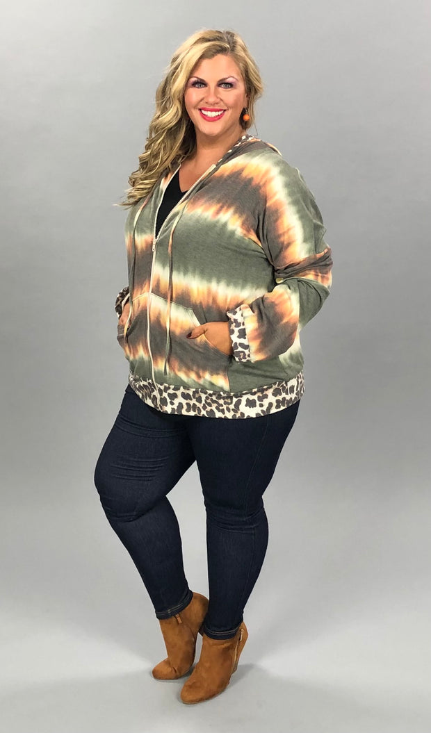 SALE!! 26 OT-E {Under Your Skin}  Olive Leopard Contrast Jacket PLUS SIZE XL 2X 3X