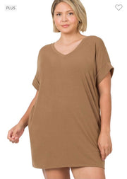 SALE! 45 SSS-C {Simple Ease} Mocha V-Neck Tunic PLUS SIZE 1X 2X 3X