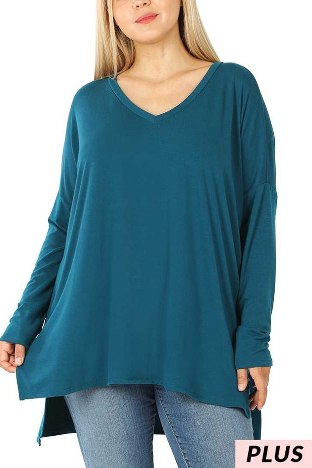 SALE! 56 SLS-D {Now & Zen} Teal V-Neck Tunic Plus size 1X 2X 3X