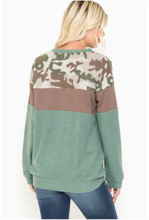 SALE! 29 CP-F {Camo Duty} Green Brown Camo Top PLUS SIZE XL 2X 3X