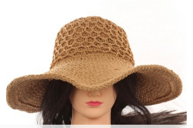 HATS Mocha Straw Floppy Adjustable Hat