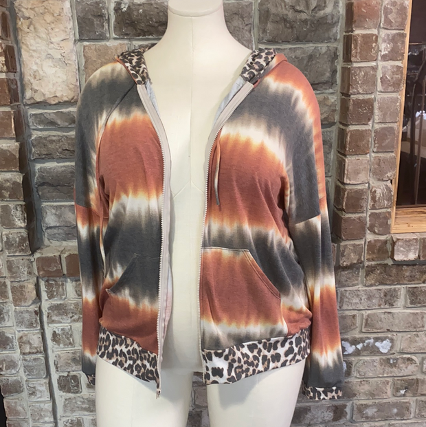 26 OT-D {Quit Playing} Rust Leopard Contrast Jacket PLUS SIZE XL 2X 3X