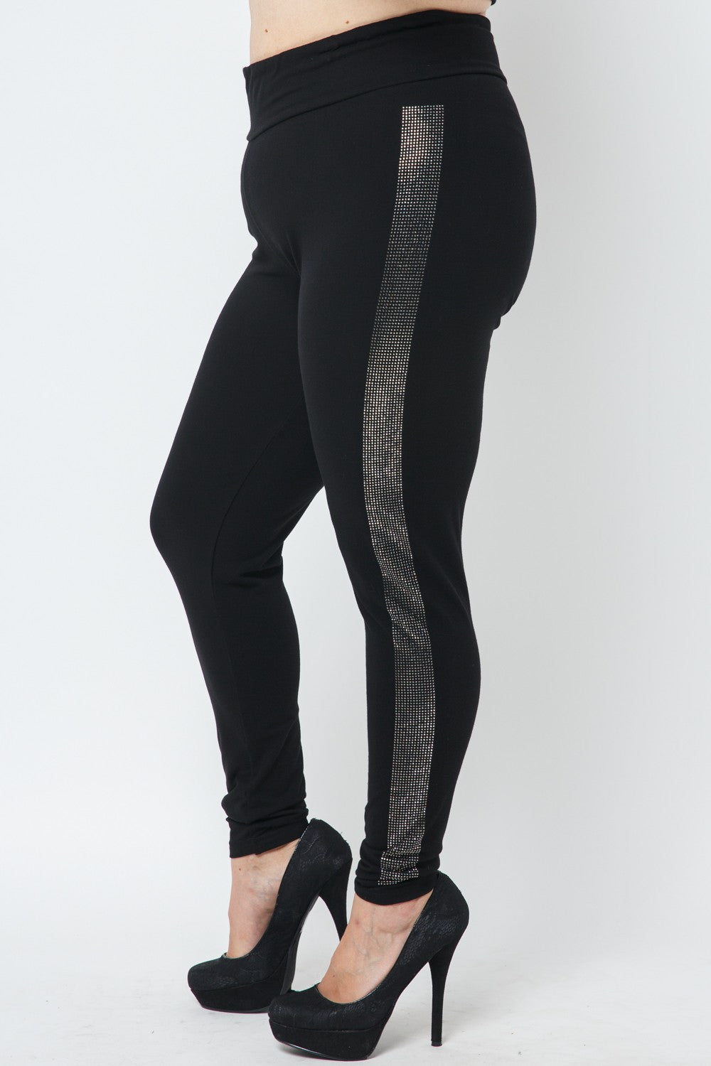 BT-B {Get Their Attention} VOCAL Black Studded Leggings with Fringe PL –  Curvy Boutique Plus Size Clothing