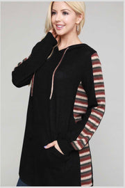 SALE! 59 OR 25 HD-K {The Night Out} Black Brown Green Stripe Sleeve Hoodie PLUS SIZE XL 2X 3X