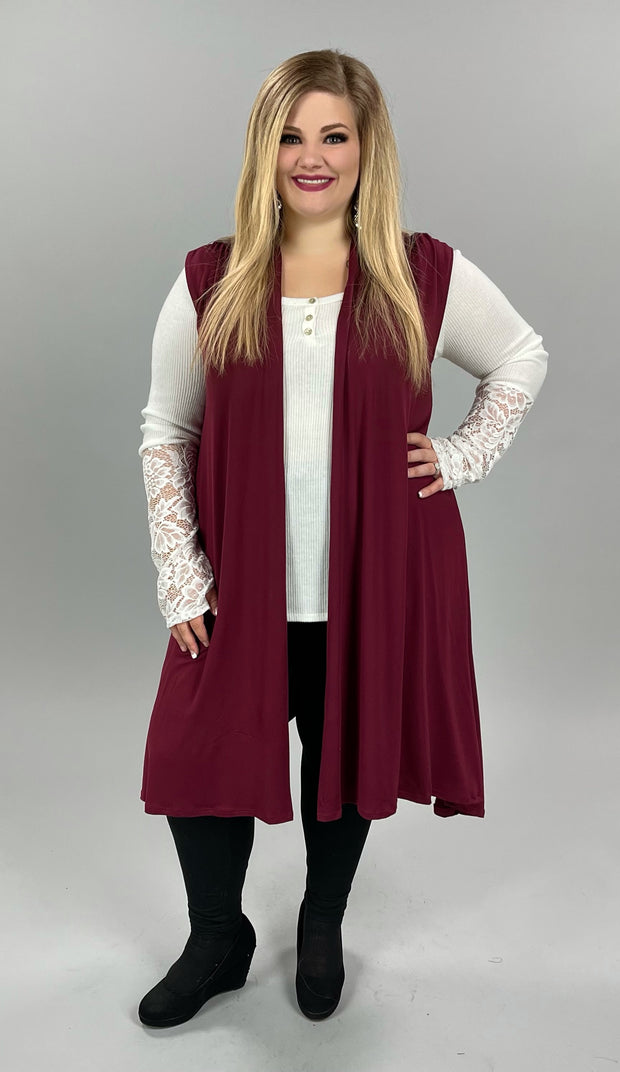 SALE!! 36 OT-I {Flow Freely} Burgundy Vest PLUS SIZE 1X/2X 2X/3X