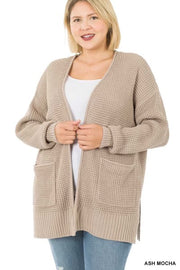 SALE! 57 OT-G {Leading Lady} Ash Mocha Waffle Knit Cardigan  PLUS SIZE 1X 2X 3X