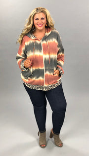 26 OT-D {Quit Playing} Rust Leopard Contrast Jacket PLUS SIZE XL 2X 3X