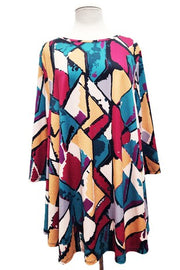 SALE! 26 PQ {When Paths Crossed} Magenta Gold Black Print Top EXTENDED PLUS SIZE 4X 5X 6X