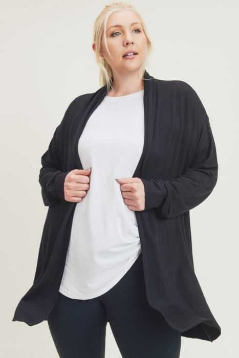 1- 22 OT-A {Planned For This}  Black Cardigan PLUS SIZE XL 2X 3X