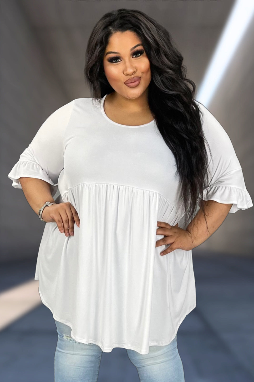 Plus Size White Peasant Shirt