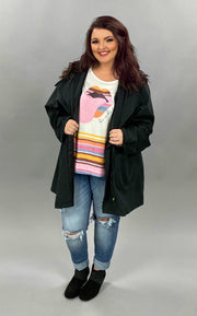 SALE!! OT-P {Back In Black} Long Coat with Hood & Drawstring Waist