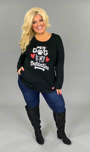 SALE!! GT-R "My Dog Is My Valentine" Black Long Sleeved Top  PLUS SIZE 1X 2X 3X