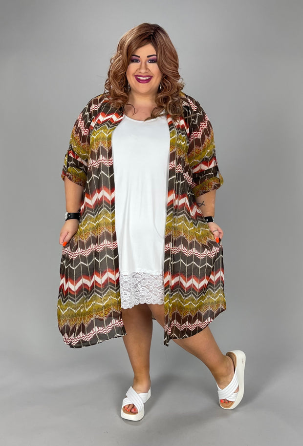 89 OT-B {Cool Flow} Print Cardigan PLUS SIZE 1X 2X 3X