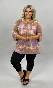 SALE!! PLS-B {Anywhere But Here} Mauve Mocha Tie Dye Knit Tunic PLUS SIZE XL 2X 3X