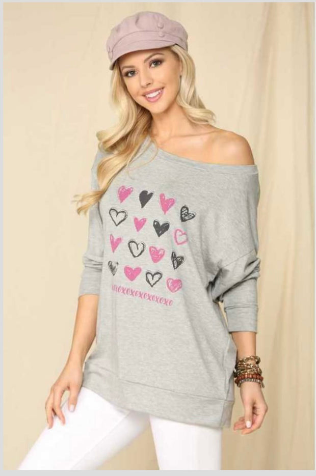 SALE!! 89 GT-A {Even Sweeter} Grey Heart XOXO Top  PLUS SIZE 1X 2X 3X