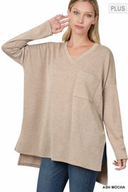 94 SLS-T {All On You} Ash Mocha Melange Jacquard Top PLUS SIZE 1X 2X 3X