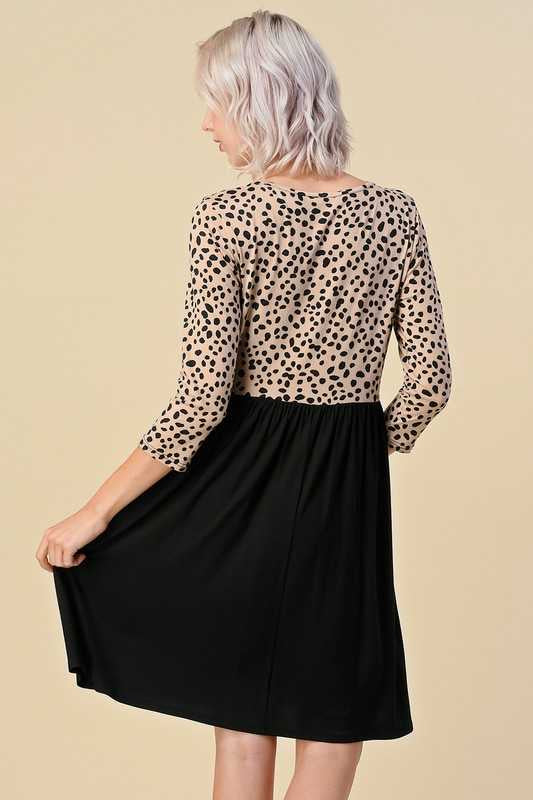 82 CP-C {Little Lady} Taupe/Black Dalmatian Print Dress (belt sold separately) PLUS SIZE 1X 2X 3X