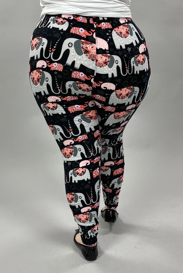 LEG-30 {Marching Elephants} Elephant Printed Black Leggings EXTENDED P –  Curvy Boutique Plus Size Clothing