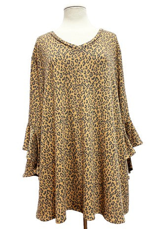 SALE!! 27 PQ {Keep It Up} Taupe Leopard V-Neck Top EXTENDED PLUS SIZE 4X 5X 6X