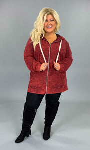 OT-M {Worth The Wait} Cabernet Mineral Wash Hoodie Jacket