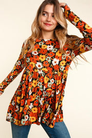 SALE!! 1-25 PLS {Garden Gathering} Rust/Mustard Floral Tiered Top PLUS SIZE XL 2X 3X