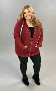 OT-M {Worth The Wait} Cabernet Mineral Wash Hoodie Jacket